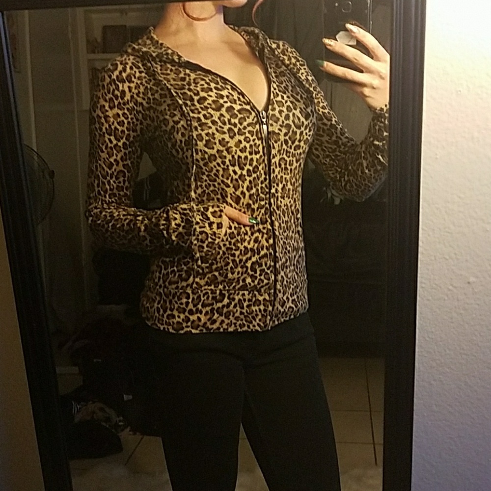 Hooded Leopard Print Jacket